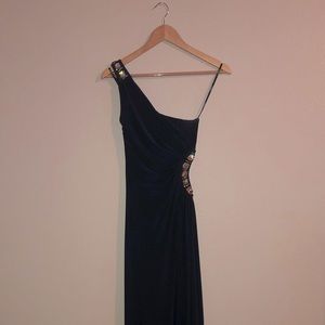 Navy Prom Dress with open side